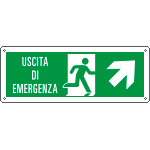 [E720106K] E720106K - Cartello uscita di emergenza freccia alto dx  Uscita Em.EN ISO 7010