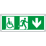 [E720504X] E720504X - Cartello uscita di emergenza disabili con freccia indietro EN ISO 7010